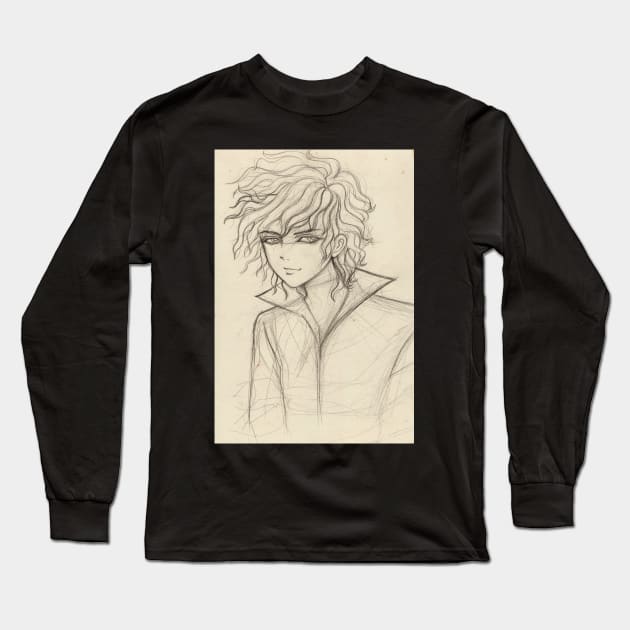 Sketch of a curly hair boy Long Sleeve T-Shirt by alien3287